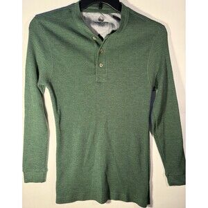 Alpine Lakes Thermal Henley Knit Tee M Green Long Sleeve Polyester Men's